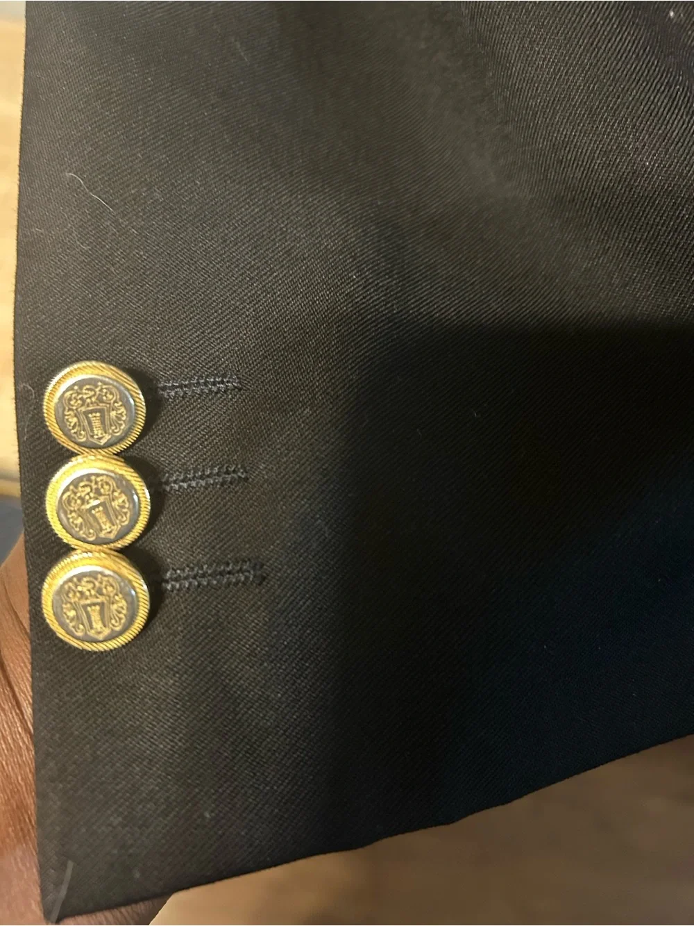 Roberto Villini Men’s Super 100 Wool Blazer Black Gold Buttons Italy 48 50